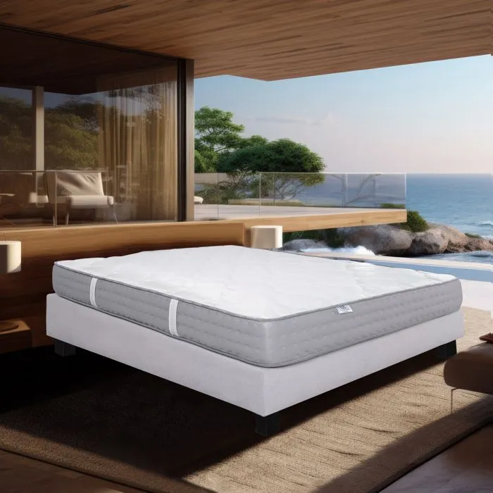 Matelas 140x190 cm, Luxury, 20 cm, mémoire de forme, ferme, indépendance du couchage, face été/hiver-1