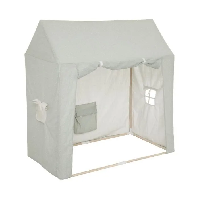 Atmosphera - Cabane de chambre en Bois de Peuplier et Toile en Coton Vert clair H 126 cm-0