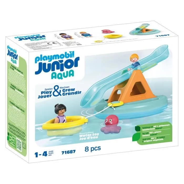 PLAYMOBIL Junior 71687 Ilôt avec toboggan aquatique, Jouet pour le bain, Dès 12 mois-1