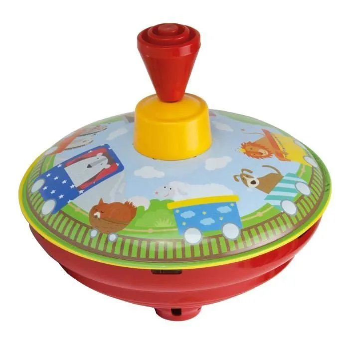 Bolz Tole de 13 cm avec toupie, toupie de Musique Classique, toupie en tole avec Motif Train de Fer, toupie avec-0