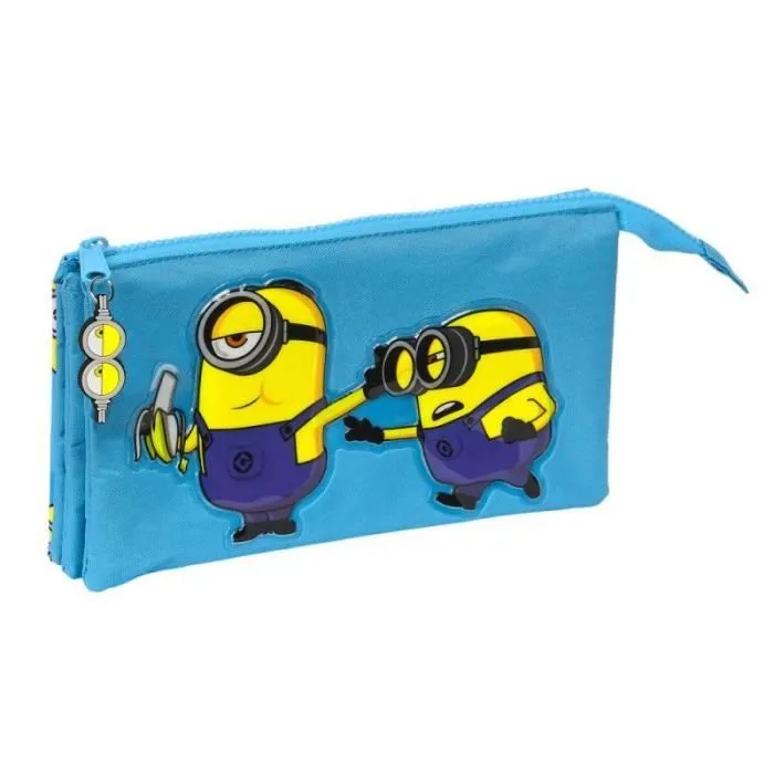 Trousse d'écolier - Minions - Minionstatic - Bleu - 22 x 12 x 3 cm - 3 Compartiments-0