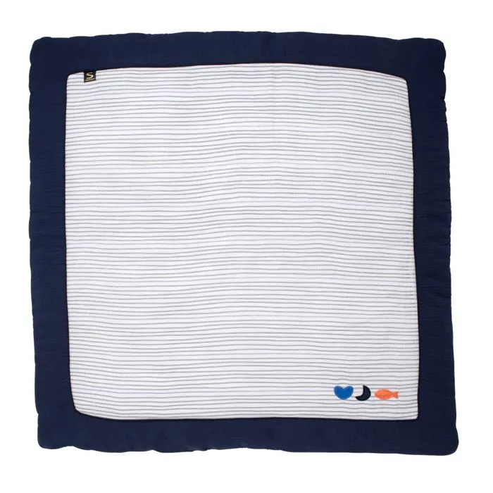Grand tapis de jeu en double gaze de coton marinière - BABY SAILOR-0