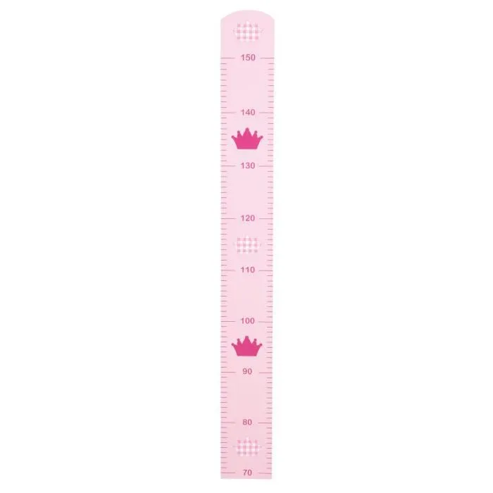 Toise Bébé en Bois ROBA - Modèle Krone - Échelle jusqu'à 150 cm - Motif Couronne - Rose-0