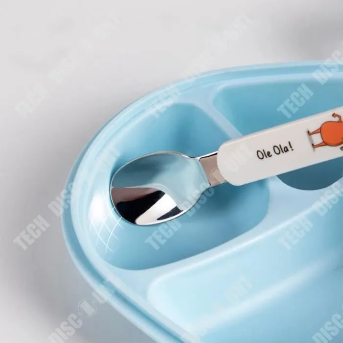 TD® Assiette divisée pour enfants assiette repas bol d'entraînement complément alimentaire dessin animé baleine vaisselle-3