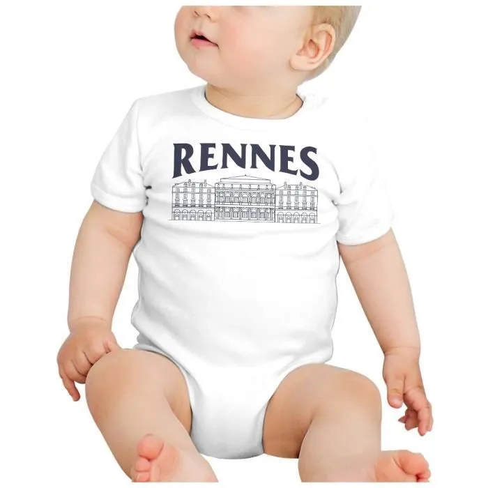 Body Bébé Manche Courte Blanc Rennes Minimalist Ville France Bretagne-1