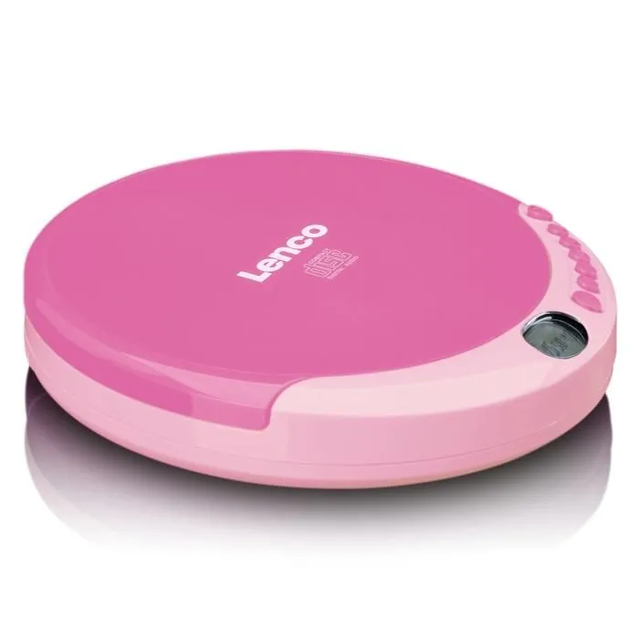Lecteur CD Portable - Lenco - CD-011 - Rose - Écouteurs inclus - Rechargeable via Micro USB-0