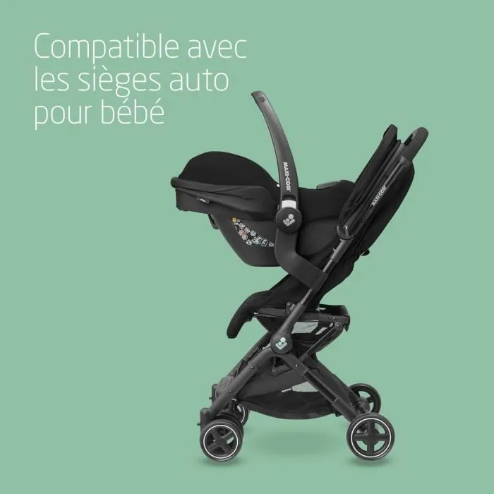 MAXI-COSI Poussette canne ultra compacte Lara 2, 0-4 ans, 0-22 kg, pliage automatique, 3 positions d'inclinaison, Essential Black-8