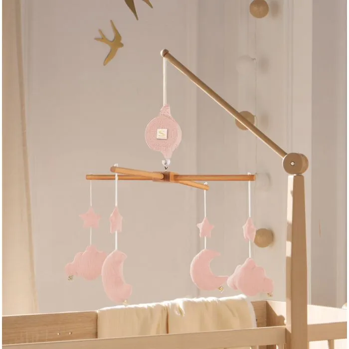 Mobile musical bébé en bois avec 4 jouets - UNI PETALE-1