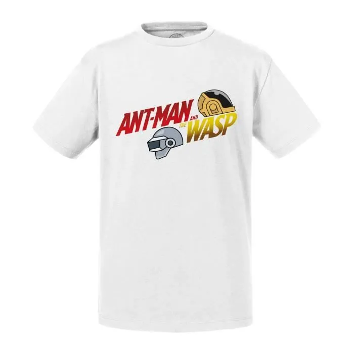 T-shirt Enfant Blanc Ant-Man Daft-Punk Parodie Musique-0