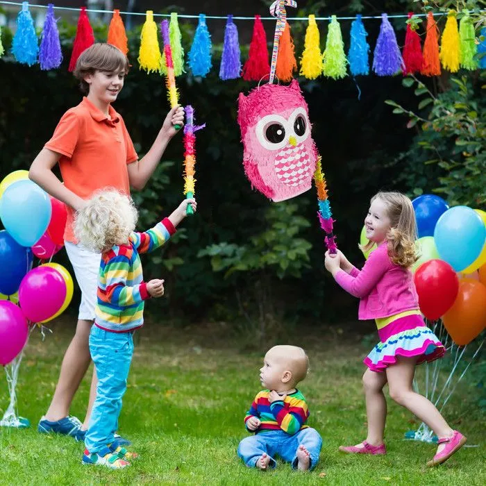Relaxdays Pinata hibou, mignon, à remplir soi-même, anniversaire, à suspendre, pour enfants, rose-1