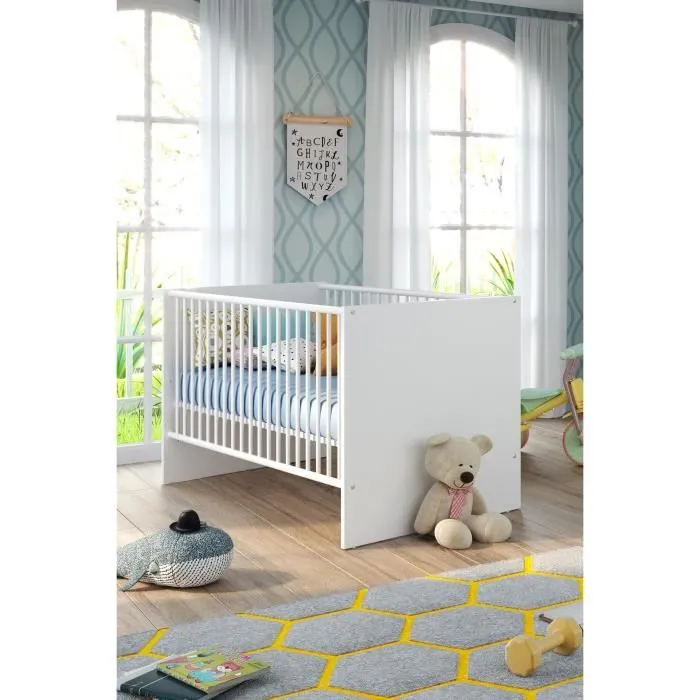 Chambre bébé Duo : Lit 70 x 140 cm + Commode à langer NIKO - Blanc - TREND TEAM-3