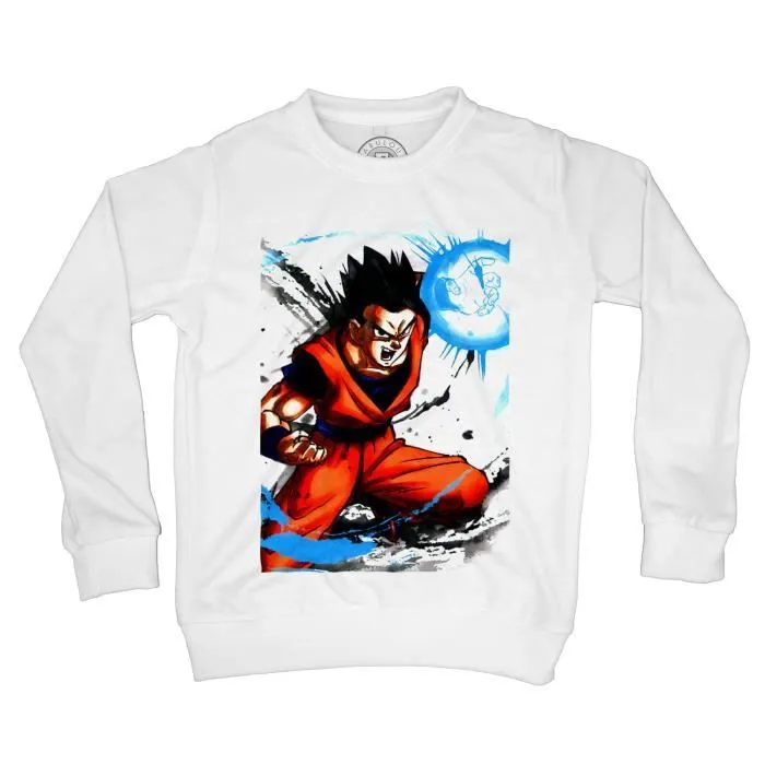 Sweat-Shirt Enfant - FABULOUS BIJOUX - Dragon Ball Gohan - Manches Longues - Col Classique - Blanc-0