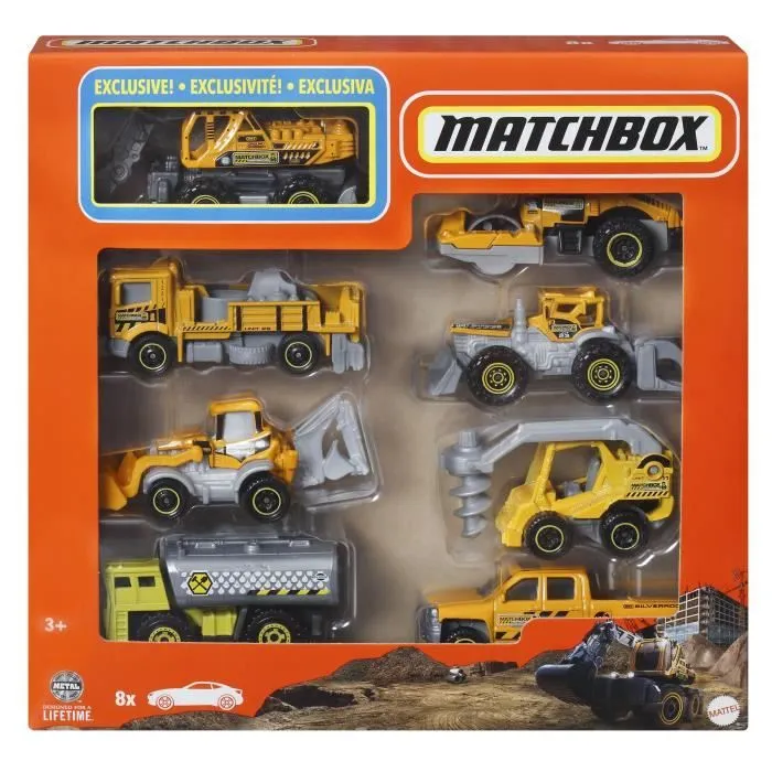 Matchbox-Coffret de 8 voitures ou camions à l’échelle 1/64 HVR81-1