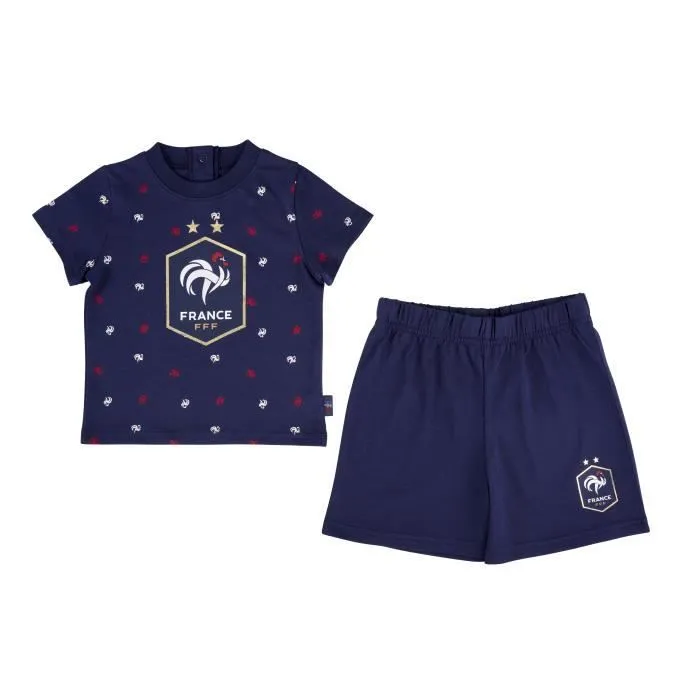 Ensemble t-shirt short bébé garçon FFF - Collection officielle Equipe de France de Football-2