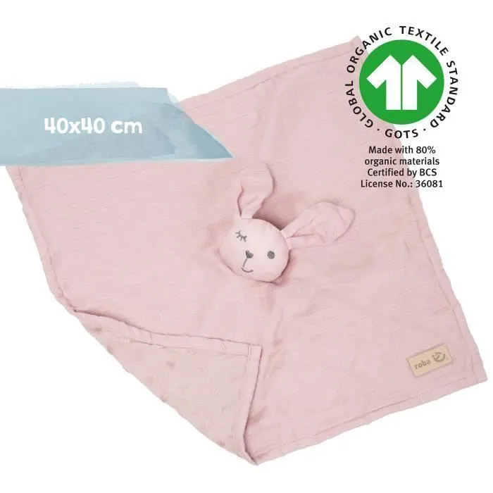 ROBA Doudou Lapin Bio "Lil Planet" 40 x 40 cm Certifié GOTS - Rose-mauve-2