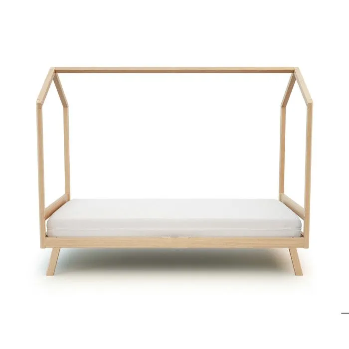 AT4 -  Lit cabane bébé évolutif CONFORT en bois  Hêtre Verni - Taille unique-1