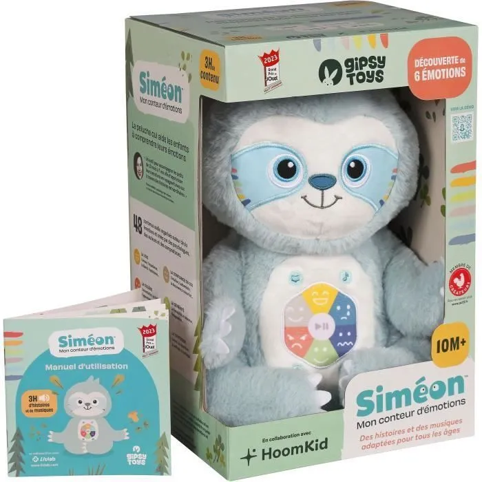 Gipsy Toys - Siméon, Mon Conteur d'Emotions - Peluche interactive musicale et conteuse d'histoires - 28 cm-4