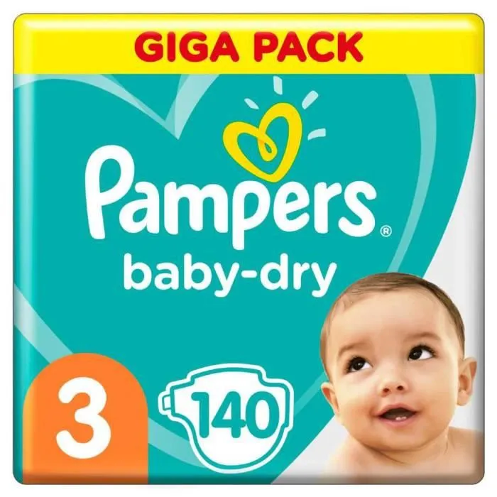 Pampers BabyDry taille 3 (Midi) Giga-Pack 4-9kg, 140 couches-0