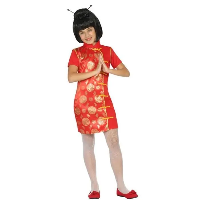 DEGUISEMENT ROBE CHINOISE ROUGE ET DORE FILLE ATOSA 22305-0