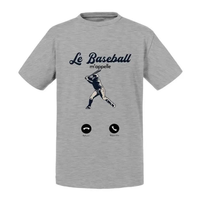 T-shirt Enfant Gris Le Baseball M'Appelle Sport Etats-Unis-0