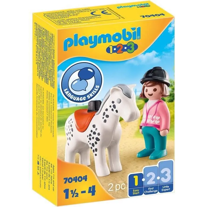 PLAYMOBIL - 70404 - PLAYMOBIL 1.2.3 - Cavalière avec cheval-0