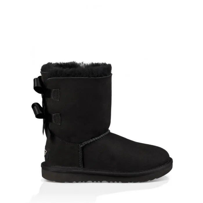 Bottines Enfant - UGG - Bailey Bow II Grand - Noir - Peau de mouton - Nuds en satin-1