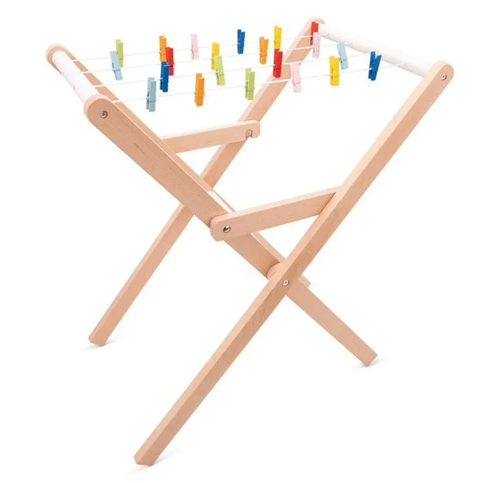 New Classic Toys - Étendoir à linge en bois-0