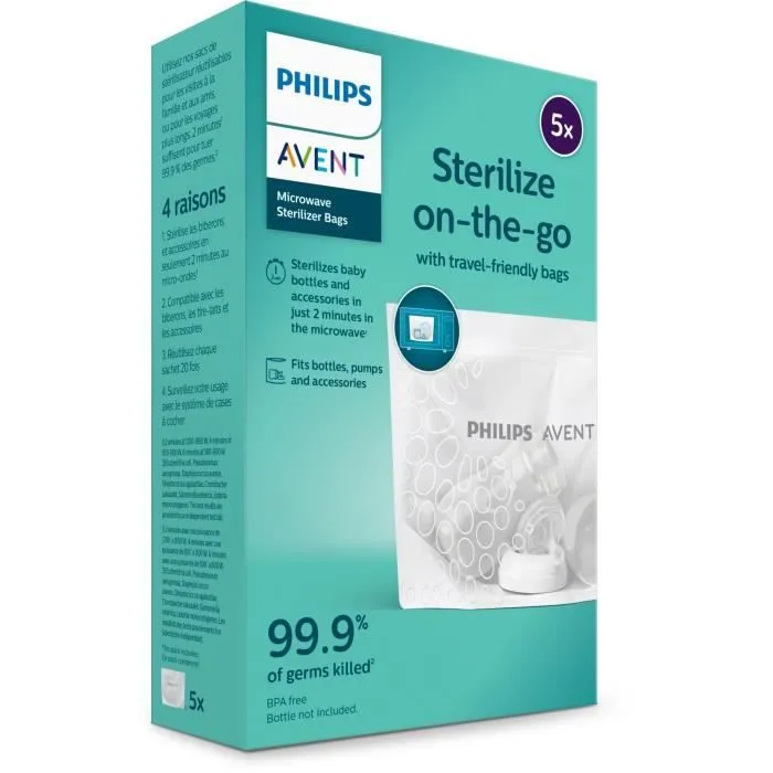 Sacs de Stérilisation pour Micro-Ondes - PHILIPS AVENT - 5 Sacs - Blanc - Bébé - Mixte-2