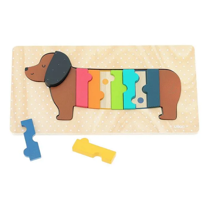 Puzzle à encastrer "Chien" - Beige - L 30 x l 15 x H 2 cm-1