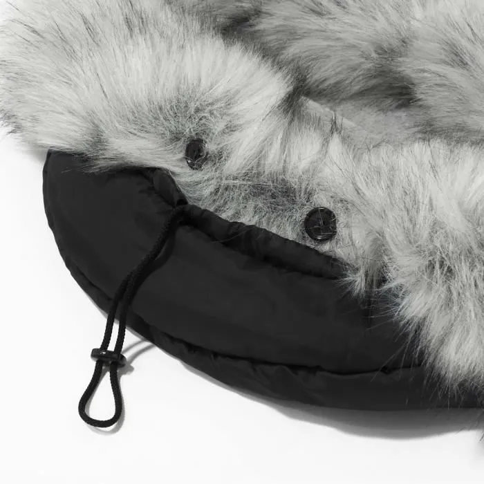 Bellochi Chanceliere Universelle pour Poussette - Capuche Réglable et Col Fourrure Amovible - Noir-3