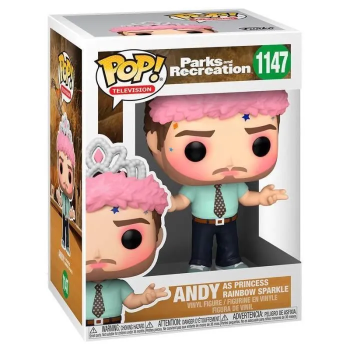 Figurine POP Parks and Rec Andy as Princess Rainbow Sparkle - FUNKO - 9cm - Noir - Intérieur - Adulte - Mixte-3