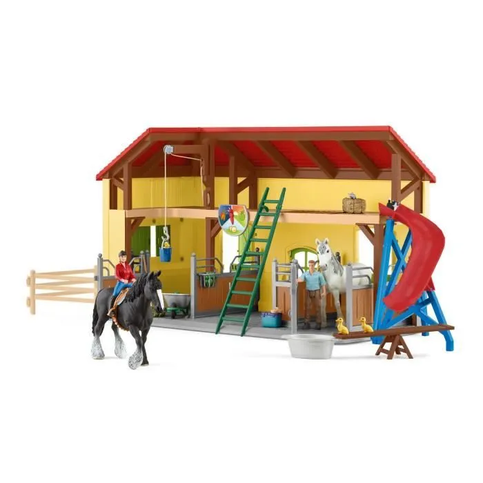 Écurie SCHLEICH - Farm World - 7 animaux, 2 box pour chevaux et accessoires-2