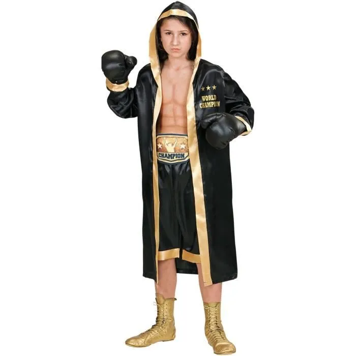 Déguisement Boxeur Noir enfant - WIDMANN - 8 ans - Carnaval et soirées à thème-0