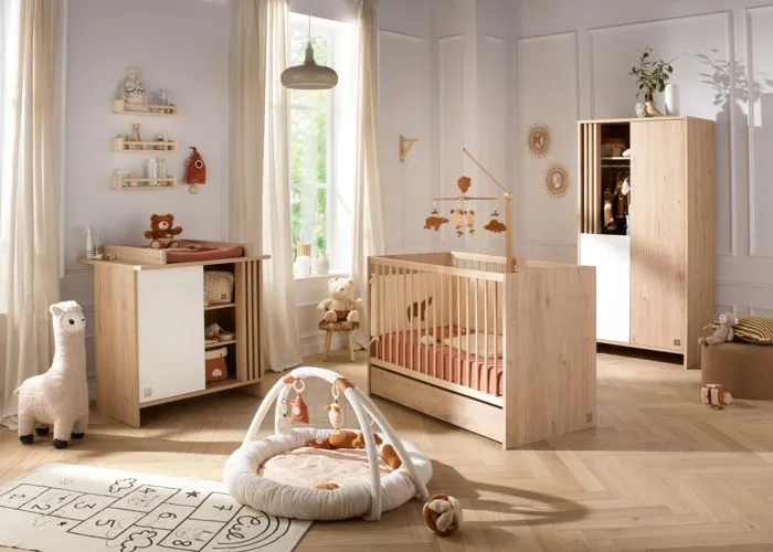 Armoire 2 portes et 1 niche avec claustra en bois décor chêne Suave-5