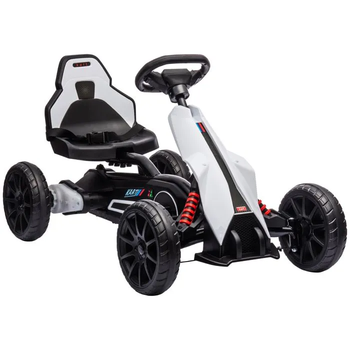 Kart électrique pour enfant HOMCOM 12V - Vitesse réglable 3-5km/h pour enfants de 3 à 8 ans - siège réglable - blanc-0