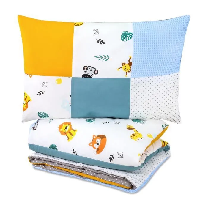 Parure couette enfant 100x135 avec oreiller - TOTSY BABY - Safari Mangue - Rectangulaire - 24 mois - 2 ans-1