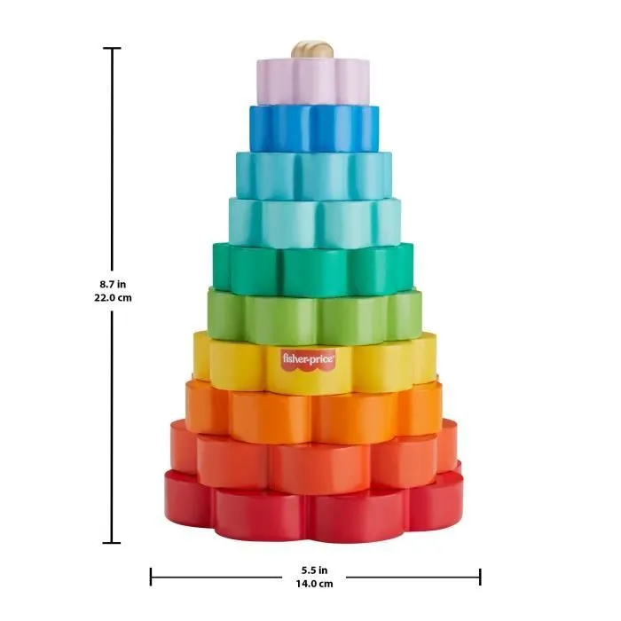 Fisher-Price-Empileur d’Anneaux avec 10 pièces en bois HXT77-6