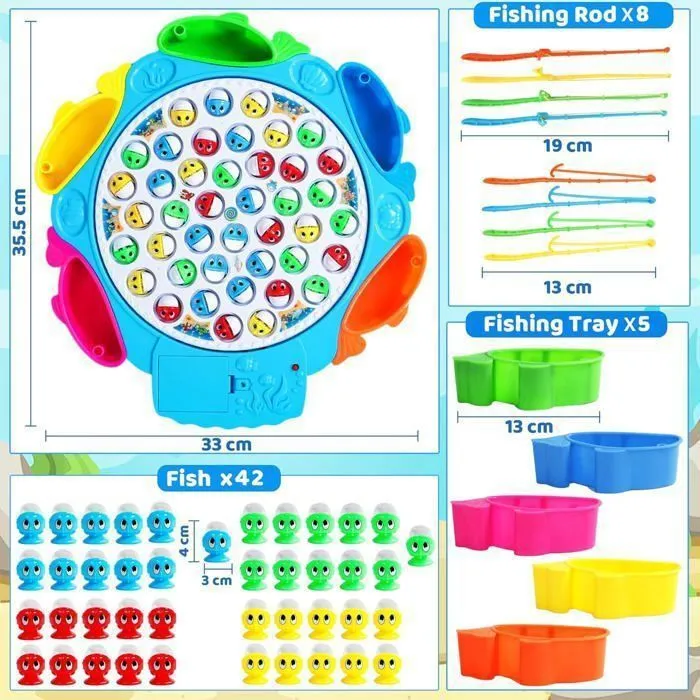 Jeux Peche a La Ligne Enfant Jeux Musical avec Poisson Plastique Canne a Pêche Jouet Poisson Enfant Jeu Educatif Jeux de Société-3