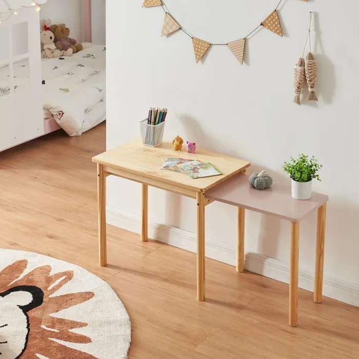 Bureau extensible pour enfant Skelleftea 60 x 38 x 51,5 cm rose [en.casa]-1