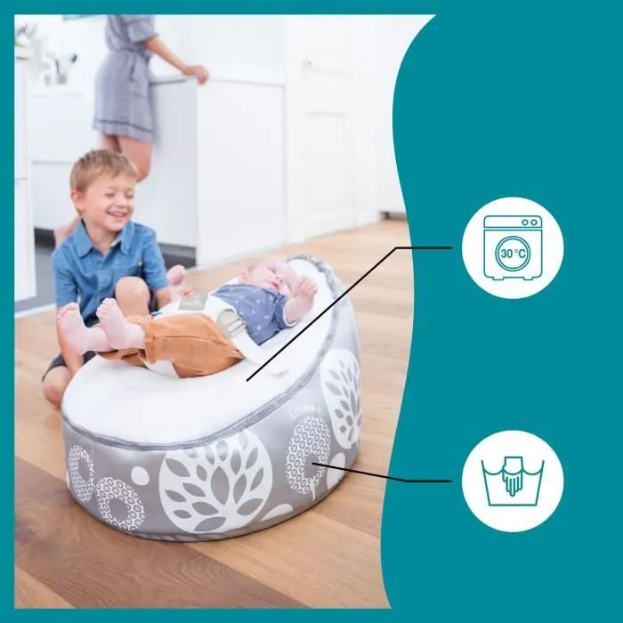 doomoo Nid Transat bébé - Pouf Evolutif & Multifonctions dès la Naissance, Flower Argent-4