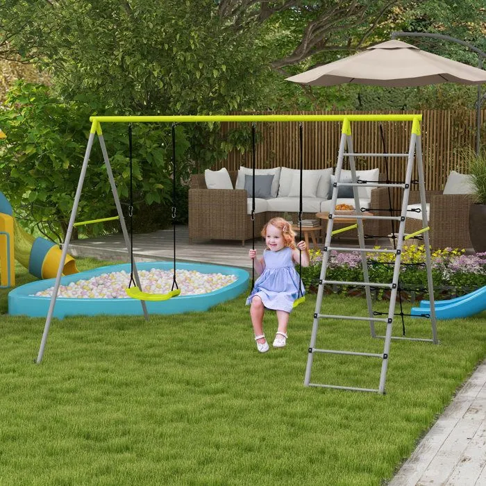 Outsunny - Balançoire pour enfants - Métal - 260x185x180cm - Vert-2
