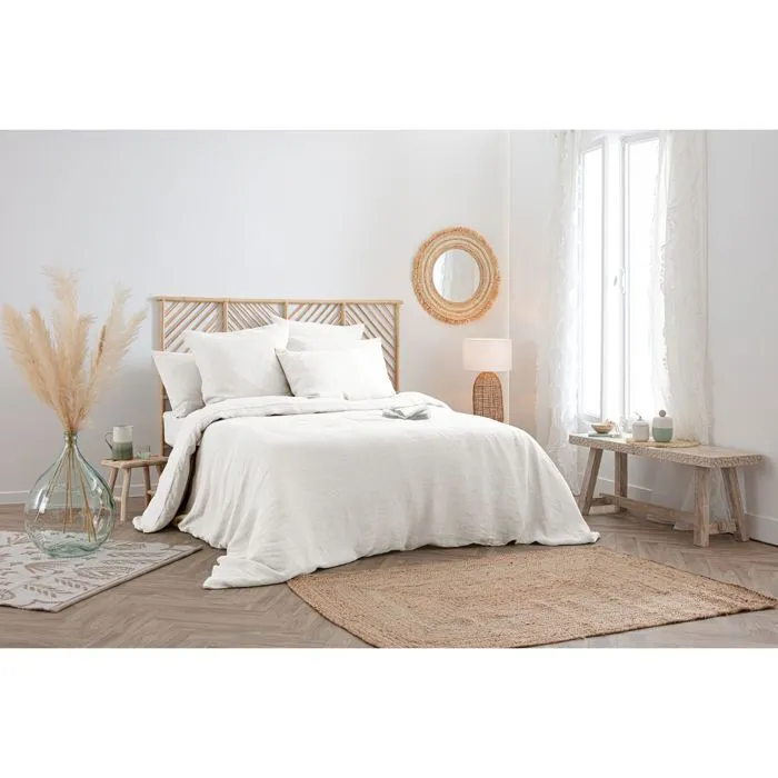 Housse de couette - Atmosphera - Linah - 100% Lin - 240x220 cm - Blanc-3