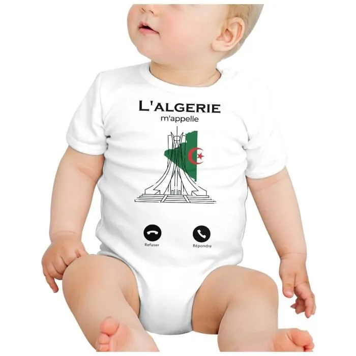 Body Bébé Manche Courte Blanc L'Algérie M'Appelle Culture Patrimoine Tourisme-1