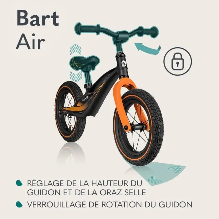 Draisienne LIONELO Bart Air - Vélo pour enfant - Légère - Réglage du guidon et de la selle - Vert-3