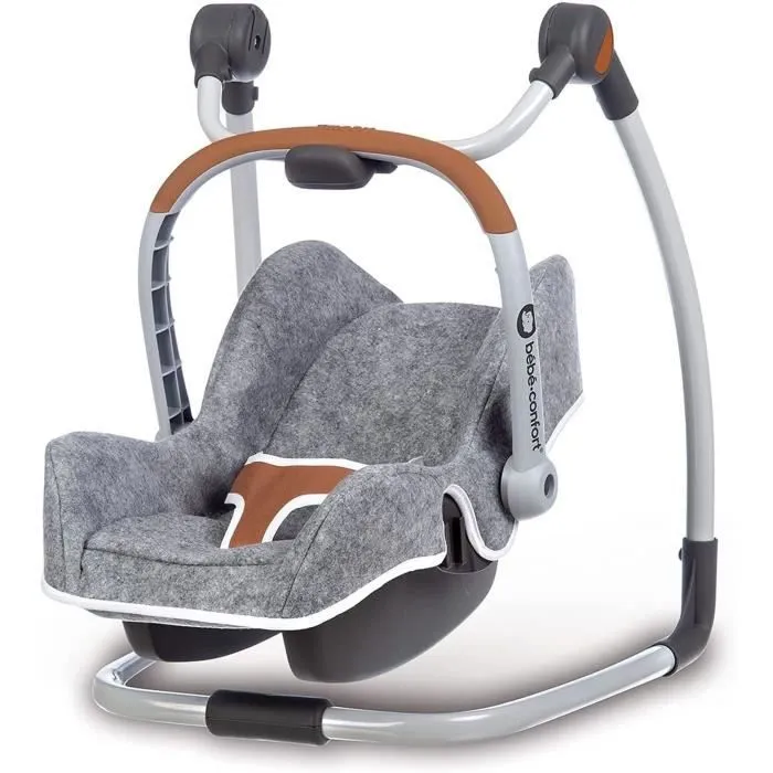 Smoby - Bébé Confort - Siège Gris + Chaise Haute 3 en 1 - Pour Poupons et Poupées - Fonction Balancelle-2
