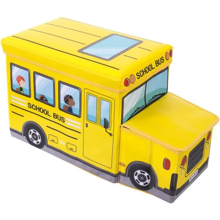 Coffre à jouets - BIECO - Bus Jaune - Rangement Autonome - Banc-0