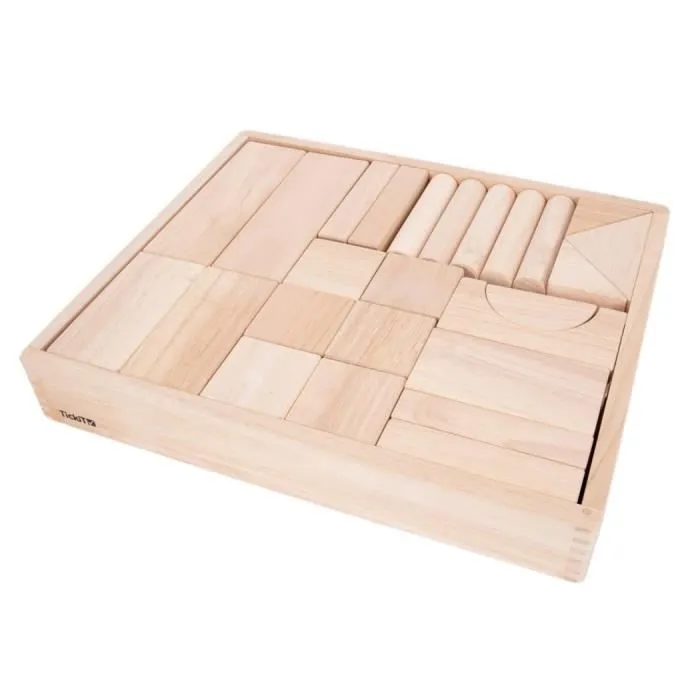 Jeu de construction en bois massif - TickiT - Blocs en bois géants naturel - COMMOTION-0