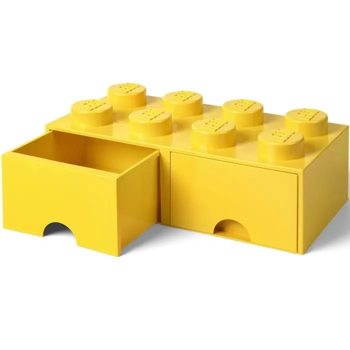 LEGO 40061732 Boîte bac Brique de rangement empilable Légo 8 plots 2 tiroirs Plastique Jaune H18 x 25 x 50 cm-0