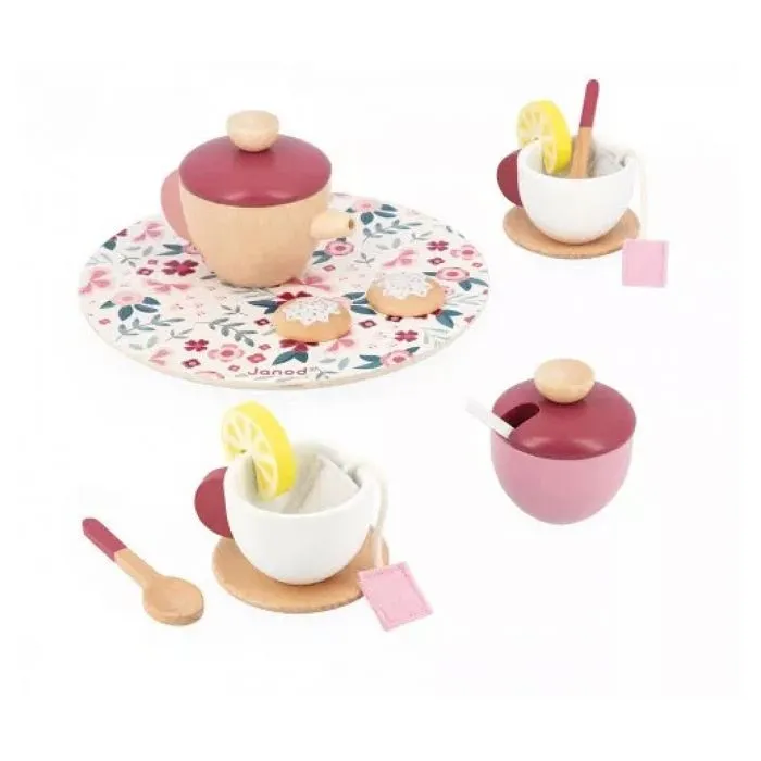 Set À Thé - JANOD - Théière Avec Couvercle Amovible - 16 Accessoires Bois Et Feutrine-2