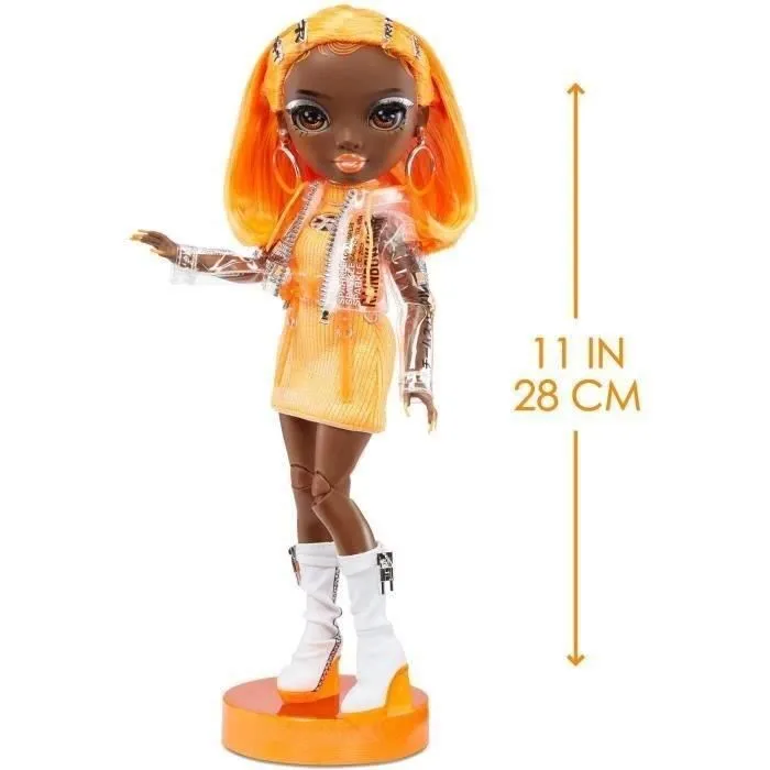 Rainbow High S23 Fashion Doll - Poupée 27 cm Michelle St Charles (Orange Fluo) - 1 tenue, 1 paire de chaussures et des accessoires-0